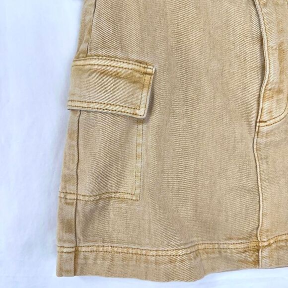 PACSUN Yellow Denim Cargo Mini Skirt Belt Pockets Womens 27 Grunge Y2K 2000s Alt - Picture 2 of 7